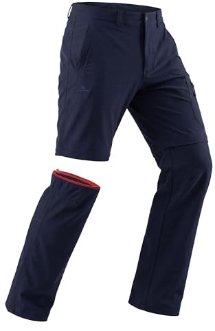 Pioneer Camp Pantalones de senderismo con cremallera para hombre, desmontables, resistentes al agua, de secado rápido, con 4 bolsillos para trekking, azul marino, XL