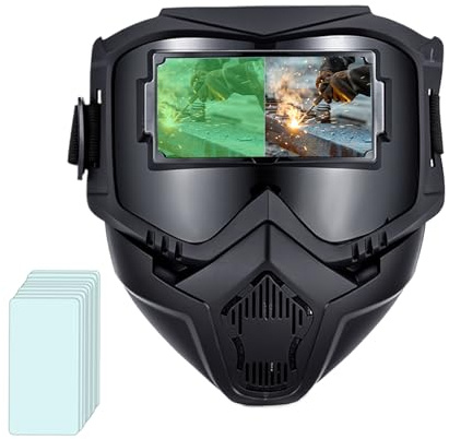 Fuuxtci Casco Da Saldatura Ad Oscuramento Automatico,Protettore Saldatura 3 Illuminazioni Regolabili | Caschetto Saldatore A Doppio Strato | Per Industria Costruzione Officina Metalli