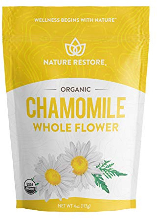 Organic Chamomile Whole Flower, Loose Leaf, Tea Leaves, 4oz (Packaging may vary)