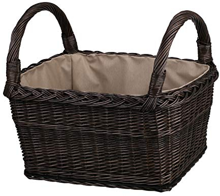 e-wicker24 Panier à bûches en osier,panier à bois, panier de rangement, coffre à jouets,malle en osier (Brun)