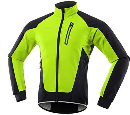 ARSUXEO Fahrradjacke Herren Radjacke Winter Fahrrad Jacke Thermo Reflektierende Wasserdicht Atmungsaktiv Softshell Winterjacke 20B Grün XXL