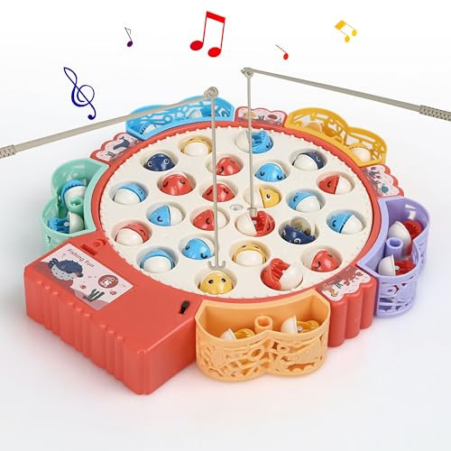 SK MISS Fishing Game, Magnetic Fishing Games for Kids, Electric Fish Toys for Children 3+ Year Olds, Educational Toddler Toys Christmas Birthday for Girls Boys