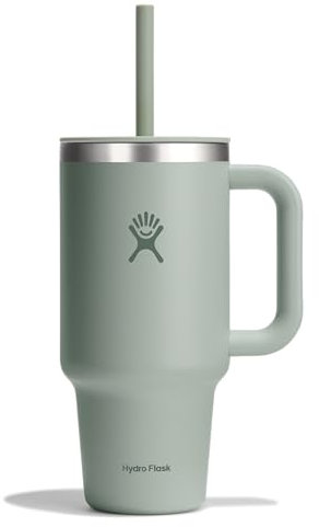 Hydro Flask 32 Oz Travel Tumbler with Handle, Lid and Straw - Insulated Stainless Steel in Tonal Agave