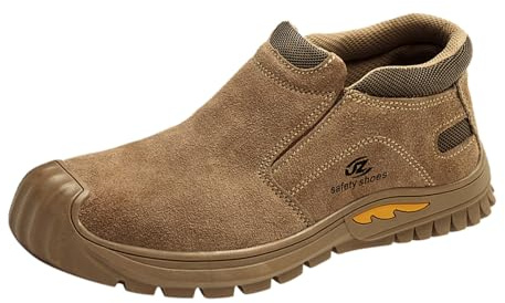 Chaussures De Marche Homme, Respirante Antidérapante Confortable Chaussures Orthopédique Légère Travail Basket Marche Sécurité Randonnée Shoes, Khaki, 44