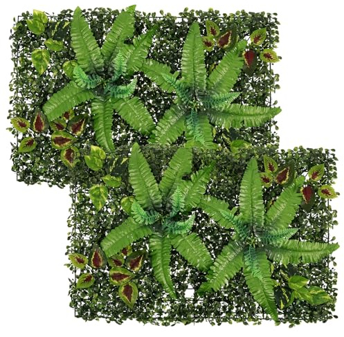 2 paneles de pared de flores artificiales de 60 x 40 cm, panel de pared de plantas de césped artificial, valla de privacidad verde, telón de fondo de césped verde, pantalla de valla de seto para