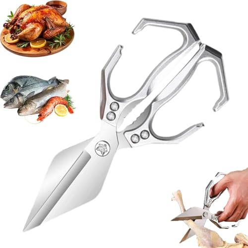 Multifunktionale Hochleistungs-Küchenschere, robustes Knochenschneiden, Geflügelschere aus Edelstahl, geeignet zum Schneiden von Fleisch, Meeresfrüchten und Pute