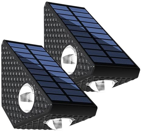 Genérico Luces De Pared Solares | 2 Piezas de Aplique Exterior | Luces De Valla Solares,Para Exterior Jardín Patio Porche Delantero Patio Trasero Garaje Y Casa