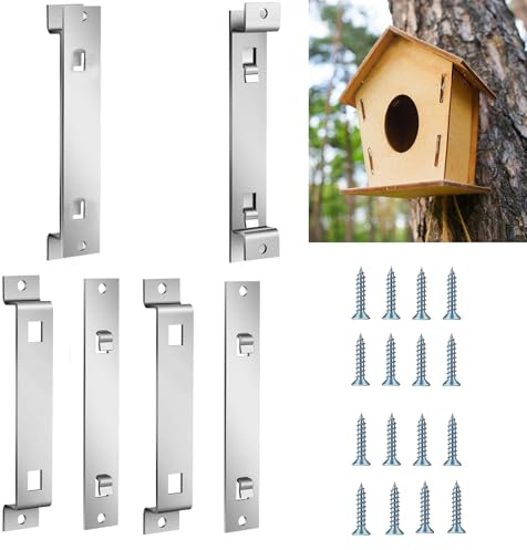 3 Paires de Supports pour Maison d'oiseaux en Acier Galvanisé Fixations et Crochets de Montage Universels pour Mangeoires et Nichoirs Accessoires de Installation Solide