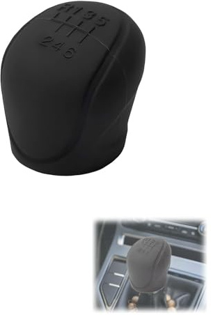 CULEB Funda universal para palanca de cambios de coche, Cubierta de Perilla de palanca de Marchas, protector de pomo adherente, Funda palanca de cambios, Silicona, Universal, Negro, 6 Marchas