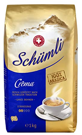 Schümli Crema Ganze Kaffeebohnen 1kg - Stärkegrad 2/5 - UTZ-zertifiziert | 1kg (1er Pack)