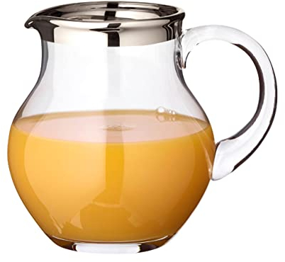 EDZARD Krug Olivia, mundgeblasenes Kristallglas mit Platinrand, Höhe 17 cm, Fassungsvermögen 1,5 Liter - Karaffe, Glaskrug, Wasserkrug, Pitcher, Kanne