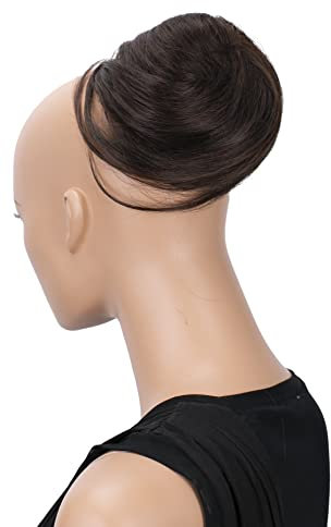 CAISHA Chignon Posticcio Treccia Hepburn-Bun Capelli Elastici Updo Marrone Scuro DC2