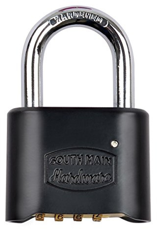 South Main Hardware Resettable Die-Cast Padlock, Black, 1-Pack