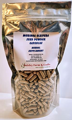 Paisley Farm and Crafts Moringa Oleifera Malunggay Seed Powder Capsules (600) - Made Fresh On Demand!