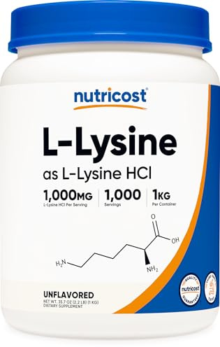 Nutricost L-Lysine Powder 1KG (2.2lbs) - Pure L-Lysine, Non-GMO, Gluten Free