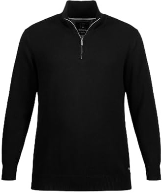JP 1880 Men's Big & Tall Zip Neck Troyer Sweater Black X-Large 716842 10