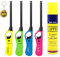 Clipper 4 Encendedores Mecheros Cocina Barbacoa + 1 Botella Gas 300 ml + 1 Llavero, Gas Sirve para Recargar Soplete de Cocina