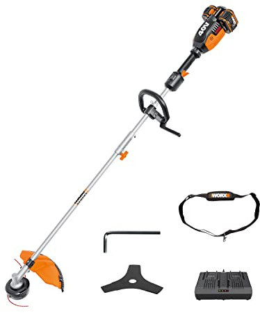 WORX 36V(40V Max) Cordless Grass Trimmer WG186E.1 Blushless Trimmer, 38cm Cutting diameter, 1* Brush Cutter Blade, PowerShare, 2 * 4.0Ah Battery, 1 * 4A dual charger