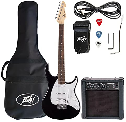 Peavey Raptor Plus HSS JR Stage Pack Black Electric Guitar Starter Pack incl. Amplifier and Accessories