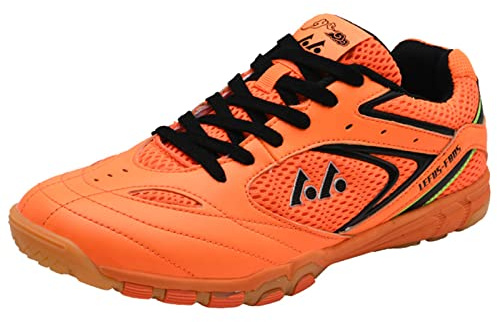 ZHENSI Chaussures De Tennis De Table Hommes Femmes Léger Badminton Intérieur Baskets Doux Respirant pour Adolescents Étudiants,Orange,38 EU