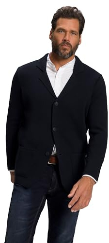 JP 1880 Stricksakko, Flexnamic, Milano-Strick, Reverskragen, BIS 8 XL Cardigans, Bleu Marine foncé, 4XL Homme