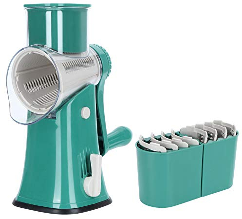 BORDSTRACT Trancheuse à légumes rotative, hachoir à fruits portatif avec lames interchangeables, hachoir à mandoline pour râpe à pommes de terre et carottes