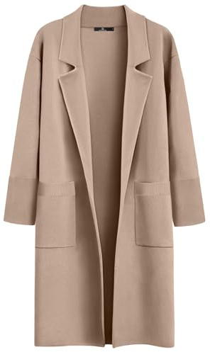 LILLUSORY Women's Long Dressy Cardigan Coatigan - Grey - Adult - Female - Cocoon Silhouette - Solid - Knit Fabric - Long Sleeve - Loose Fit - Unlined - Not Water Resistant