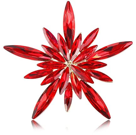 JINZIJINYU Brosche Damen Strass Große Blumenbrosche Brosche Aus Diamantlegierung In Sternfarbe Diamant Corsage Für Damen Rot