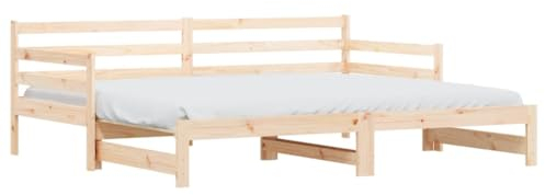 vidaXL Daybed with Trundle - Solid Pine Wood, Converts to Double Bed, Extra Storage, Brown, 90x200 cm Mattress Size