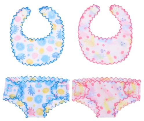 NAMOARLY 2Juegos Accesorios para Muñecas con Baberos y Ropa Babero Ajustable y Ropa Interior para rol Juguetes para Niño Niña Rosa Azul