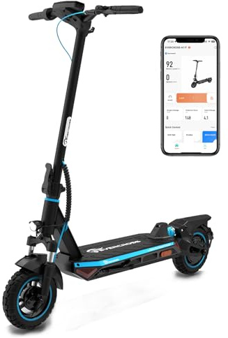 EVERCROSS A1 E Scooter mit Straßenzulassung, 10'' Faltbarer Offroad Vakuumreifen Electric Scooter ABE, 15,3AH Batterie, 55-70 KM, 500W Motor, Elektroroller Erwachsene mit App & LED Display