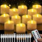 Led Kerzen Wiederaufladbar, 12 Stücke Teelichter mit Timerfunktion, Led Kerzen Flackernde Flamme mit Fernbedienung für Weihnachten, Halloween, Herbst und Hochzeit, Winter