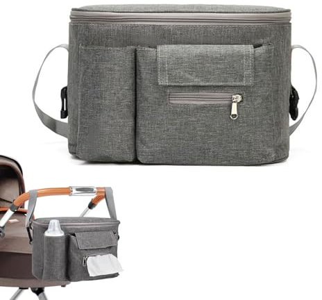 Tragbare Aufbewahrung Kinderwagen Taschen, Buggy Organizer Tasche mit Schultergurt, Buggy Kinderwagentasche Baby, Kinderwagen Organizer Universal Zum Tragen Windel, Handys, Spielzeug Snacks. (grau)