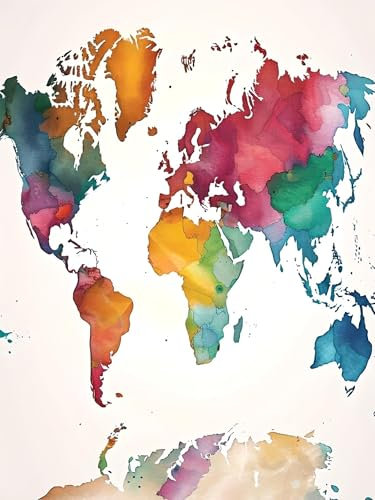 Diamond Painting Erwachsene, DIY Diamant Painting Bilder Weltkarte, Vollbohrer Farbe Diamant Malerei Malen Nach Zahlen Cross Stickerei Bastelset Erwachsene, für Home Wanddeko Wohnzimmer 50x70 cm M-2