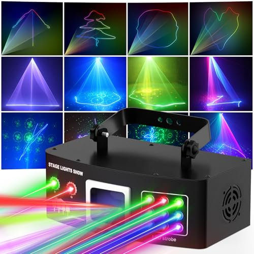 Vicalo Jeux de Lumiere pour Soiree, lumière de fête pour réunions de famille avec DMX 512, éclairage disco DJ 2D RGB avec contrôle musical et télécommande, cadeau parfait pour Noël, anniversaire, fête