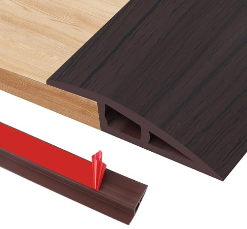 300cm Soglia di Dislivello Pavimento Autoadesivo, PVC Profilo di Transizione Pavimento per Altezze 12-15 mm Tappeti, Pavimenti, Soglie e Bordi(A5015,Venature del Noce Nero)