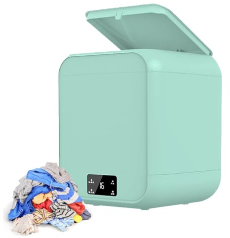 HGTRH Minilavadoras Portatiles, Mini Lavadora Ropa Interior Manguera de Desagüe 12 l Indicador de Tiempo Lavado de Doble Modo para Ropa Interior y Calcetines Mint Green