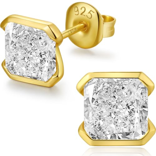 jiamiaoi Clous d'oreilles Homme Argent s925 Zircones Cubiques Boucles d'oreilles Femmes Filles Hommes 18K Plaqué Or Puces d'oreille Rondes Hypoallergéniques Cartilage Huggie