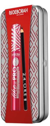 Deborah Milano - Set Make Up Occhi N. 05, Include Mascara Like a PRO con Acido Ialuronico e Matita 24 Ore 251 Black, Astuccio Resistente in Latta, Idea Regalo Donna