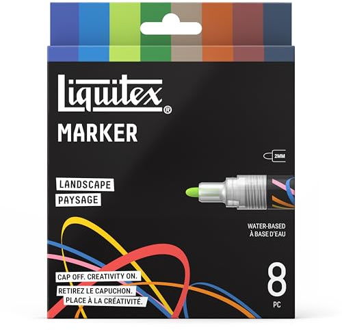 Liquitex 3699488 Acrylmarkers Landscape Set, 8x 2mm acrylic markers, hooggepigmenteerd, multi-surface, perfect voor layering & creatieve kunstwerken