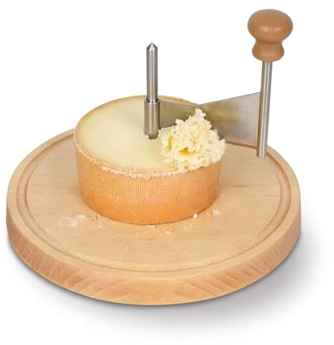 VELAJA Cortador Queso, Rallador de Queso con Manivela, Cuchilla Afilada, Base de Madera, Ideal para Tête de Moine, Queso Semicurado, Chocolate, para Restaurantes, Pastelerías, uso Doméstico