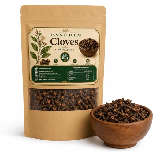 DAMAICHUHAI Whole Cloves 150g, Cloves Whole Spice for Clove Tea, Baking & Cooking, Aromatic Clove Buds for Chai, Curries, Desserts, Herbs and Spices