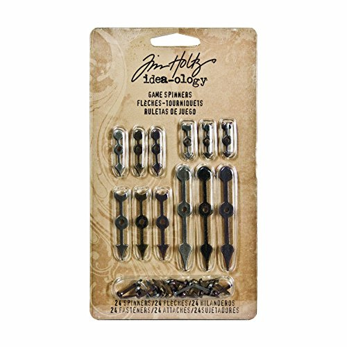 Tim Holtz Idea-ology Metal Game Spinners with Fasteners, 24 Spinners and Fasteners per Pack, Various sizes, Antique Finishes, TH92717
