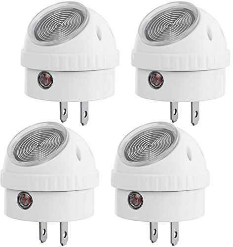 DEWENWILS Plug in Night Lights into Wall, Dusk to Dawn Sensor, 360° Rotating LED Nightlights for Kids, Adults, Bedroom, Hallway, Bathroom, Stairways, Warm Light, UL Listed, 4 Pack
