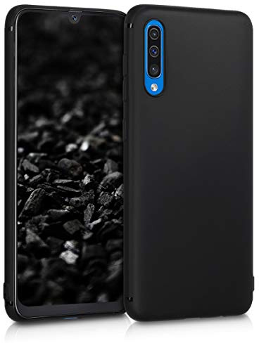 kwmobile Hülle kompatibel mit Samsung Galaxy A50 Hülle - weiches TPU Silikon Case - Cover geeignet für kabelloses Laden - Schwarz matt