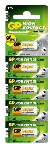 CABLEPELADO Pilas alcalinas GP MN21 | A23 / 23A / V23GA / LRV08 / 8LR932 | 12V | Apto para para su uso en mandos a distancia, timbres inalámbricos y sistemas de seguridad | 5 unidades