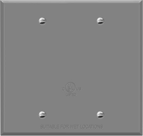 ENERLITES Weatherproof Blank Cover, Blank Metal Wall Plate for Outdoor Use, Corrosion Resistant, Standard Size 2-gang 4.50 x 4.57, Zinc Alloy, 7702-WP, Gray