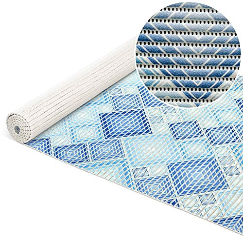 ANRO Weichschaummatte Badematte Badvorleger Duschvorleger Antirutsch Badläufer Patchwork Blau 160x65cm