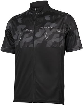 Endura Hummvee Ray Short Sleeve Cycling Jersey II |Rapid Wicking |Back Pockets Jersey, Black, L