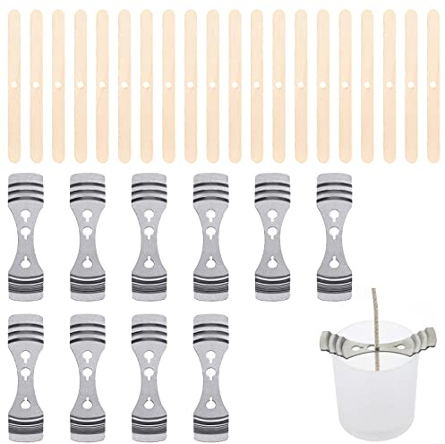 Dochthalter für Kerzen, Kerzendocht Halter, Docht Zentriervorrichtung, 3 Löcher Kerzendocht Zentriervorrichtung, Kerzenkernhalter Kerzenkern-Zentriervorrichtung für Kerzen zum Selbermachen, 30 Stück